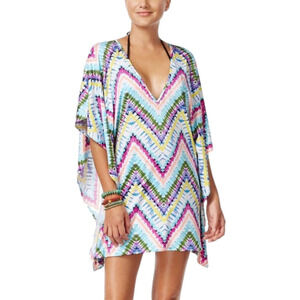 Bar III Size M Dana Tie Dyed Caftan Tunic Swim Cover Up‎ Colorful Beach Vacation